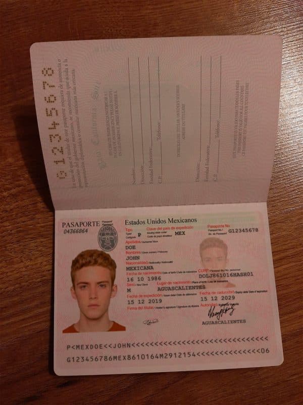 Fake Mexican Passport